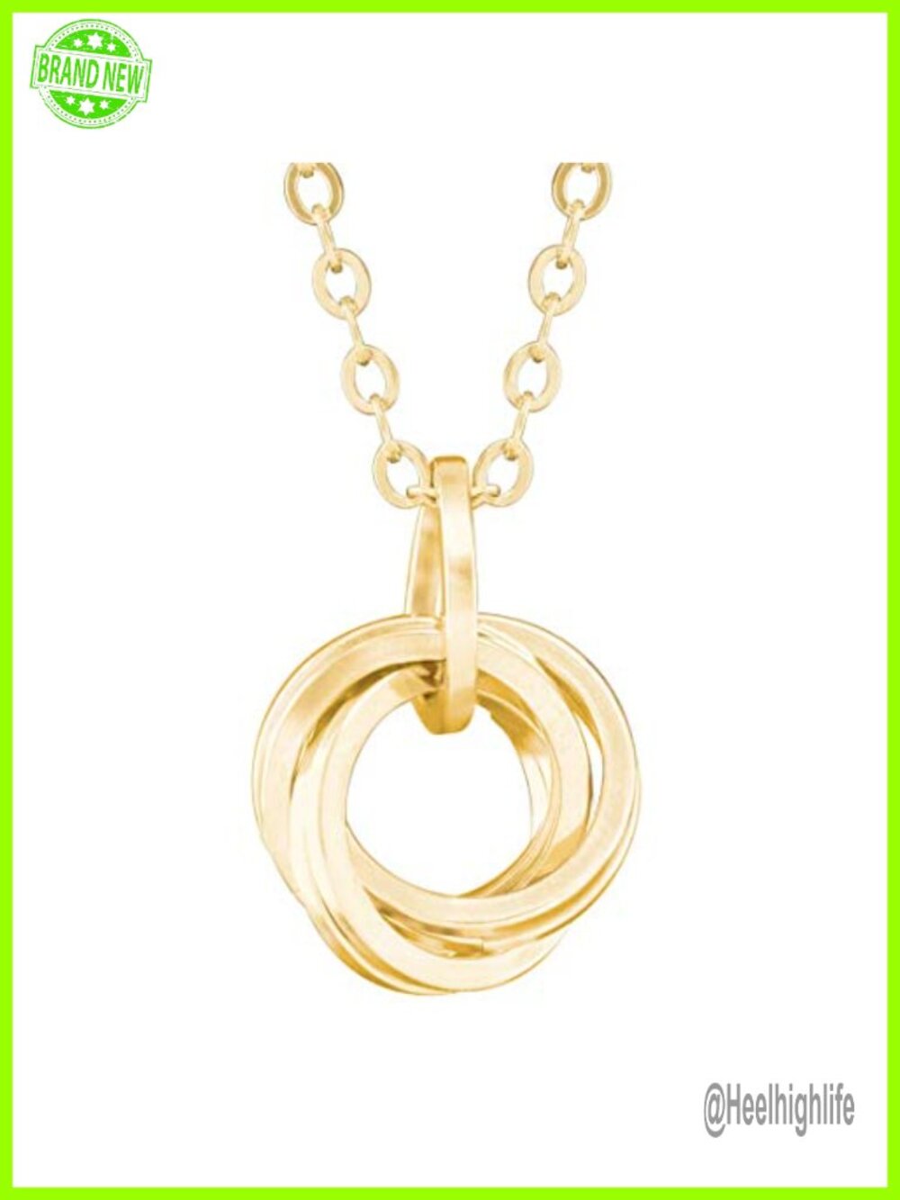 14K Yellow Gold Filled Love Knot Circle Pendant Necklace 18 Inch
